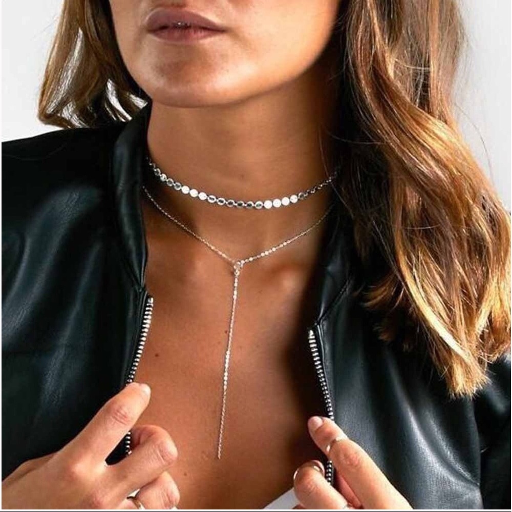 Boho Layered Coin Choker Tassel Chain